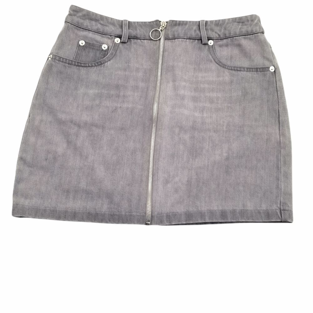 M.N.I Los Angeles zipper detail jean skirt gray M